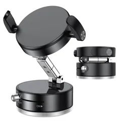 【在庫処分】ブラック インチ全機種対応 4.7～7 適用 iPhone&Android多機種と クリップ付き 車載ホルダー Magsafe 折りたたみ式 360°回転 マグネット】多角度自由調節 強力 & 【真空吸盤 2025アップグレード版 マグネット 車