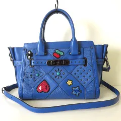 コーチ COACH バッグ 2Way スワッガー27 ショルダー ハンドバッグ ハンドエンベリッシュド キャニオンキルト レザー 55503 青 ブルー かばん 鞄 カバン