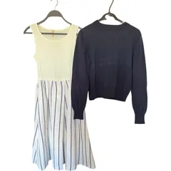 Z1662  Mila Owen ミラオーウェン セットアップ 2点セット ネイビー 紺色 ワンピース ニット レディースf