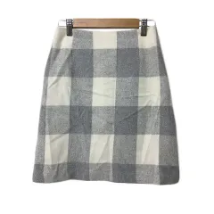 ナチュラルビューティーベーシック NATURAL BEAUTY BASIC スカート 台形 ミニ チェック ウール XS グレー 白 ホワイト