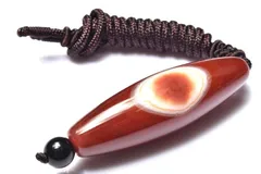 【１点物】チベット産 赤天眼石　57x17(丸玉8)mm　天珠手編み ペンダントネックレス パワーストーン 天然石 _PC7681