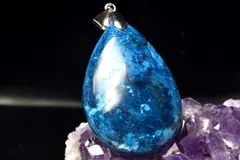 【１点物】シルバー925◇高発色 アズライト(藍銅鉱)　31x21mm　ドロップ ペンダントトップ パワーストーン 天然石 _PC7772