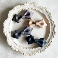 キッズ　蝶ネクタイ　ベビー　子供用　フォーマル　入学式　卒業式　チェック　結婚式　リングボーイ　グレー　ブラウン