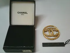 BKR1★シャネル/CHANEL ココマーク ラウンド ゴールド メッキ レディース プレート付き ブローチ 箱付き