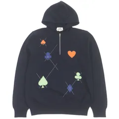 美品□HERMES エルメス 18SS カシミヤ100％ トランプ柄 Hロゴ金具 ハーフジップ プルオーバー ニットパーカー セーター ネイビー L イタリア製 正規品 メンズ