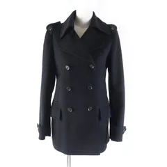 美品★GUCCI グッチ 325072 ロゴボタン・エポレット付 ウール100％ ダブルブレストコート ブラック 38 イタリア製 正規品 レディース
