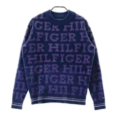 サイズ：S TOMMY HILFIGER GOLF トミー ヒルフィガーゴルフ  長袖　ニットセーター ロゴ総柄 ネイビー系 [240101583613] ゴルフウェア レディース ストスト