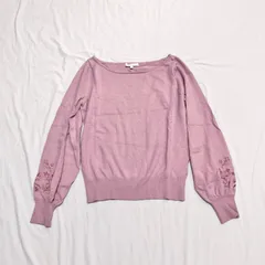 プロポーションボディドレッシング　長袖ニット　カットソー　刺繍デザイン　くすみピンク　Mサイズ相当　送料無料✨