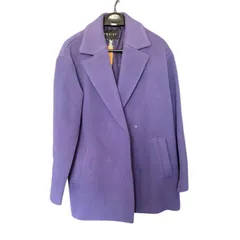 Z1664【訳あり】INDIVI インディヴィ　ブラック テーラードコート ショールカラー ロング ジャケット 日本製 パープル 紫