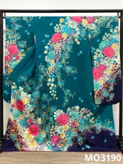 振袖 ラメ刺繍 金彩 銀通し 紋意匠 牡丹 身丈165cm MO3190