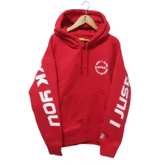 美品 FR2 エフアールツー Sexual Drive 裏起毛 袖プリント プルオーバーパーカー L レッド メンズ 古着 中古 USED