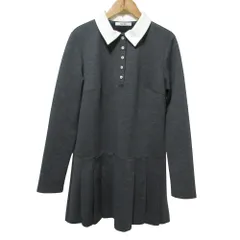 美品 25AW SNIDEL スナイデル 長袖 衿つきプリーツカットミニワンピース 1 グレー レディース 古着 中古 USED
