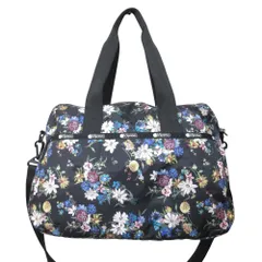 新品同様 LeSportsac レスポートサック フラワープリント 2WAY ボストンバッグ ショルダーバッグ ブラック マルチカラー レディース 古着 中古 USED