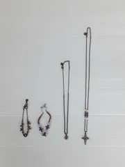 MICHEL KLEIN ブレスレット ネックレス セット チェーン ジュエリー クロス バーガンディ