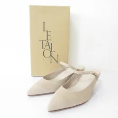 未使用 LE TALON ルタロン スエード ポインテッドトゥ ストラップ ミュール パンプス サイズM 約23.5cm ベージュ レディース 古着 中古 USED