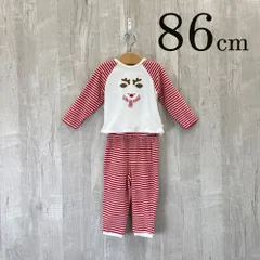 ap11528-2 OBAiBi オバイビ BABY ベビー セットアップ 80 23M 86cm 赤 レッド 白 ホワイト トナカイ アニマル ボーダー ドロップショルダー ウエストゴム スナップボタン 伸縮性 長袖 23ヶ月 OBAÏBI