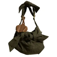 良品 Vivienne Westwood ヴィヴィアンウエストウッド ウール オーブタグ リボンバッグ セミショルダーバッグ カーキ レディース 古着 中古 USED