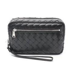 ボッテガヴェネタ BOTTEGA VENETA セカンドバッグ クラッチバッグ イントレチャート スモール リストレット ポーチ 795253V2HL18803 ブラック レザー クラッチバッグ ポーチ