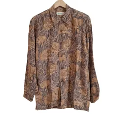 EQUIPMENT(エキプモン) 長袖シャツブラウス サイズS レディース - ブラウン×ダークブラウン×ベージュ 動物