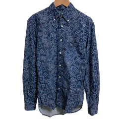 美品 GITMAN BROS ギットマンブラザーズ ペイズリープリント シャツ Sサイズ ネイビー メンズ 古着 中古 USED
