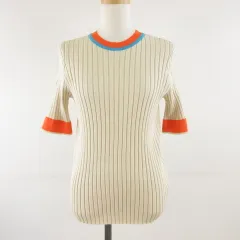 センスオブプレイス バイ アーバンリサーチ Sense of Place by Urban Research ニット セーター 五分袖 リブ ベージュ ONE *T97