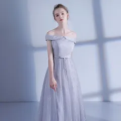 ★S グレー ブライズメイド ドレス ロング丈 二次会 パーティー ドレス 結婚式 結婚式 2次会 謝恩会 卒業式 発表会 演奏会 20代 30代 40代 di610ze