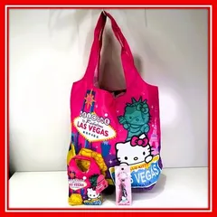 ハローキティ🎀折りたたみエコバッグ＆キーチェーンセット🌈50周年記念 Sanrio 海外限定【新品未使用・ラスベガス限定】