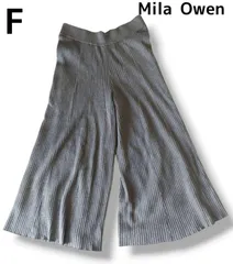 Mila Owen リブニット ハイウエスト フレアパンツ グレー 秋冬 F