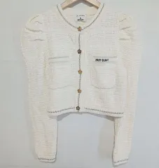 LILY BROWN × MARY QUANT ツイードニットカーディガン スカート セットアップ ONE SIZE ホワイト [M-6259]