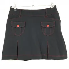 【超美品】ジュンアンドロペ スカート 黒×レッド 複数ポケット ロゴ刺しゅう 内側インナーパンツ レディース M ゴルフウェア JUN＆ROPE