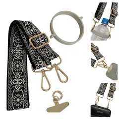 ネックストラップ おしゃれ 可愛い スマホストラップ 太め 肩痛くない ローブ 落下防止 120cm 長さ調整可能 肩掛け 首掛け 斜め掛け スマホショルダーストラップ 携帯ストラップ インド刺繍風 ペットボトルホルダー 3way