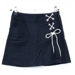 【美品】ジュンアンドロペ スカート ネイビー 地模様 レースアップ インナーパンツ付  レディース M ゴルフウェア JUN＆ROPE