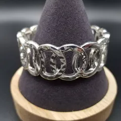 Liz＆Co. ラウンド リング クロス 幅広 ビンテージ ブレスレット バングル アールデコ 昭和レトロ コスチューム ジュエリー 6Y-8