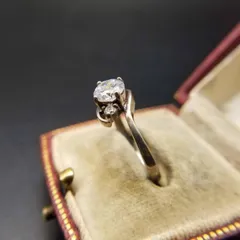 キュービックジルコニア ラウンドカット ソリテール 925 シルバー ヴィンテージ リング 銀 指輪 ウェーブ 挟み 上品 YNR④