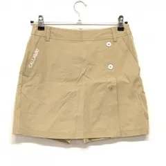 【美品】キャロウェイ スカート ベージュ ロゴ刺しゅう ボタン 内側インナーパンツ レディース S ゴルフウェア Callaway