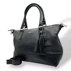 COACH コーチ 2WAYショルダーバッグ ハンドバッグ トートバッグ レザー タッセルチャーム付き ブラック 黒 S90