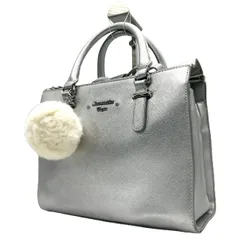 サマンサベガ Samantha Vega 2WAYバッグ ハンドバッグ ショルダーバッグ シルバー ファーチャーム付き 上品 E5