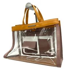 サマンサタバサ Samantha Thavasa トートバッグ クリア PVC レザー イエロー ベージュ×マスタード インナーポーチ付き S60