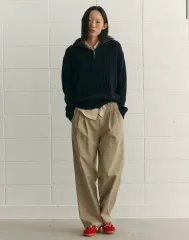 シエンヌ Classic ジップアップ ニット ネイビー