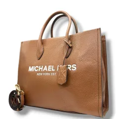 美品 MICHAEL KORS マイケルコース トートバッグ 2way A4収納 自立可 ショルダーバッグ 斜め掛け可 レザー 本革 ブラウン 茶 ロゴ チャーム付き ゴールド金具 H