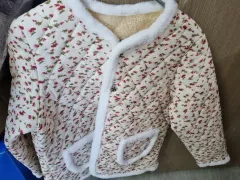 花柄 キルティング 누빔 ジャケット アイボリー ファー トリミング