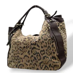 Kitamura キタムラ ハンドバッグ ブラウン 茶 ヒョウ柄 レオパード A4収納 トートバッグ ワンショル スエード レザー 本革 肩掛け可 ゴールド金具 ロゴ T7 上品 高級感