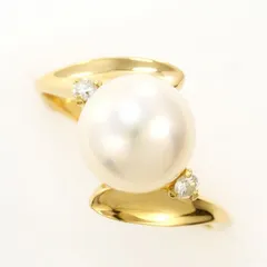 K18YG　リング　ring　指輪　6号　パール（真珠）　約8mm　ダイヤ　総重量約2.8g