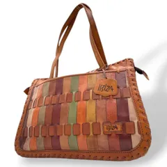 イビザ ハンドバッグ 茶 ブラウン パッチワーク A4収納 ワンショルダー レザー 本革 肩掛け可 マルチカラー ロゴタグ ロゴ トートバッグ 個性派 おしゃれ IBIZA T1