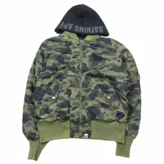 未使用 A BATHING APE アベイシングエイプ 1ST CAMO MA-1 ボンバージャケット ブルゾン フーディ カモフラ L カーキ メンズ 古着 中古 USED
