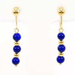 K18YG　イヤリング　clip-on earrings　ラピスラズリ　総重量約1.7g