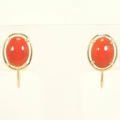 K18YG　イヤリング　clip-on earrings　サンゴ　総重量約2.2g