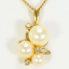 K18YG　ネックレス　necklace　パール（真珠）　ダイヤ　総重量約3.9g　約40cm