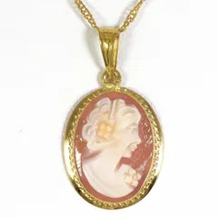 K18YG　ネックレス　necklace　シェルカメオ　総重量約2.0g　約46cm