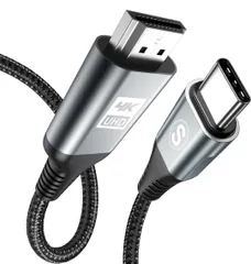 USB Type C HDMI 変換ケーブル 3M【4K@60Hz 映像出力】,タイプC to hdmi ナイロン編み USB-C HDMIケーブル